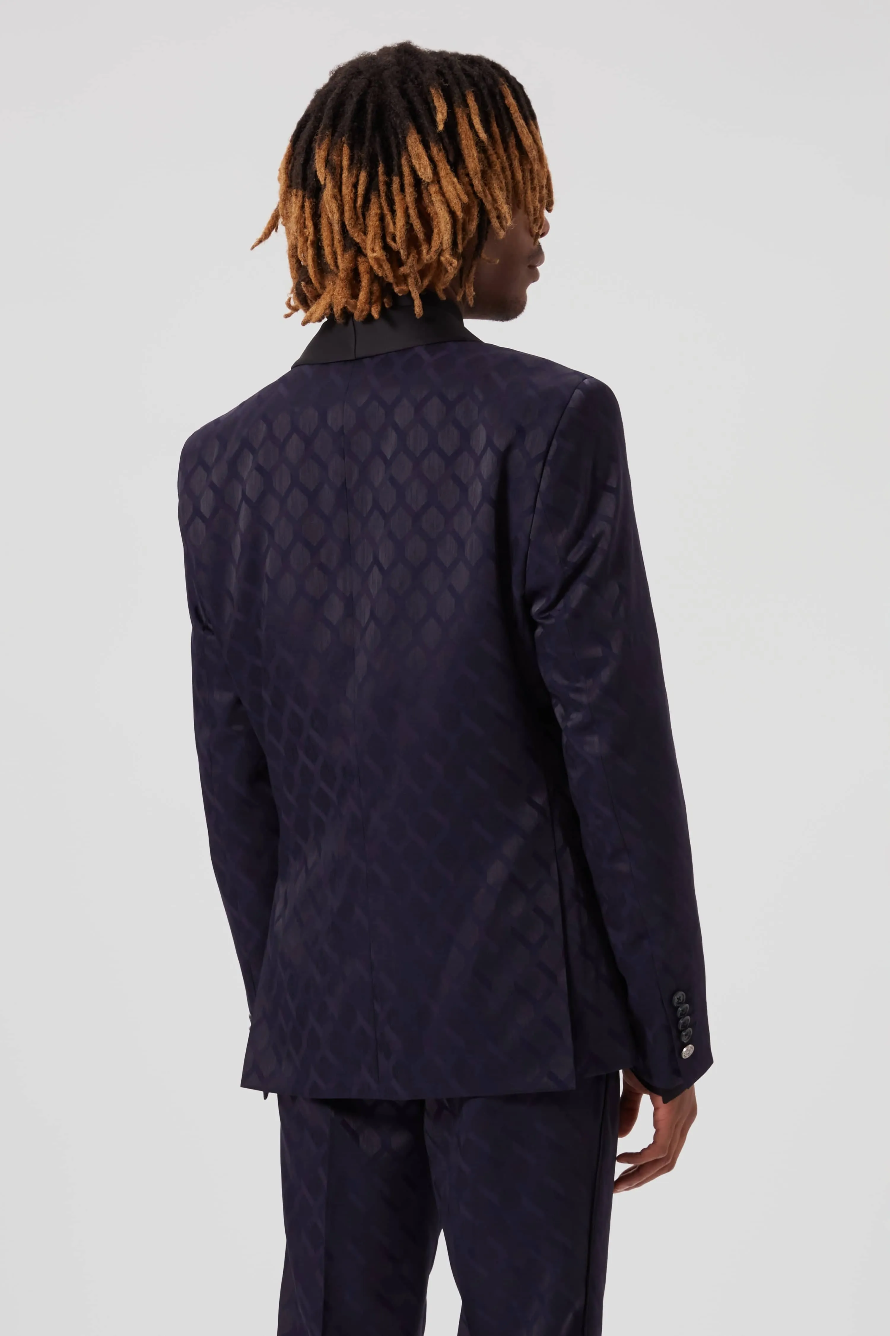 Archer Slim Fit Navy Jacquard Tuxedo Suit - ARCHIVE