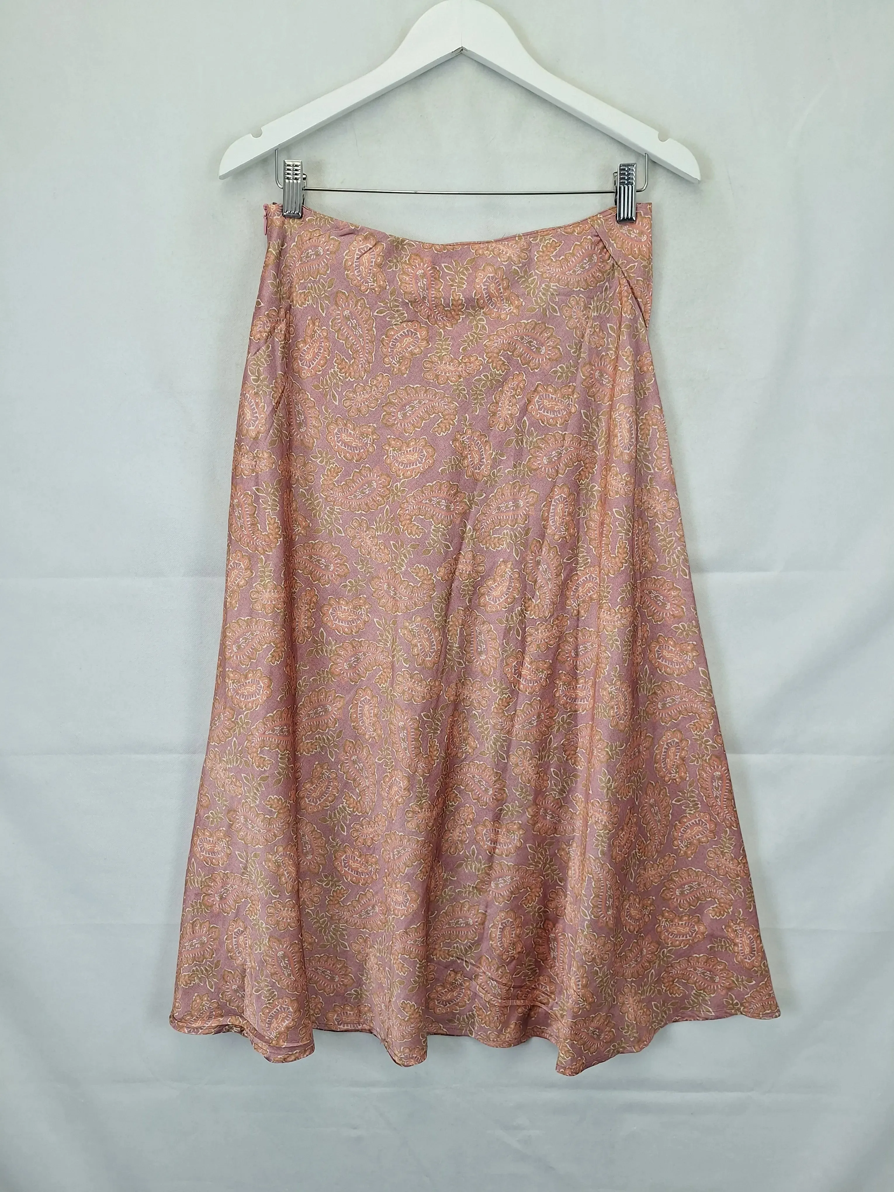 Atmos & Here Paisley Flared Front Split Midi Skirt Size 12