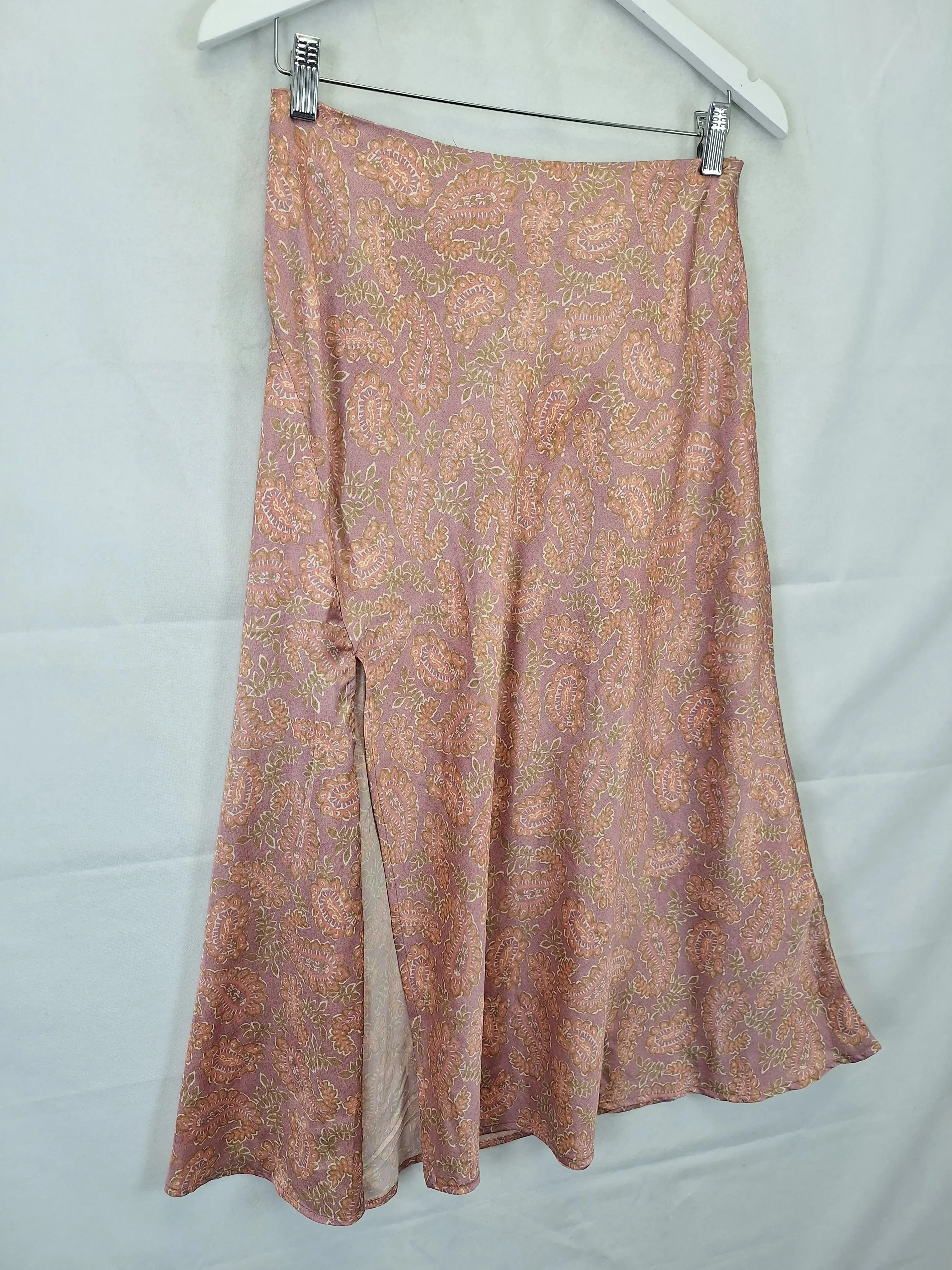 Atmos & Here Paisley Flared Front Split Midi Skirt Size 12