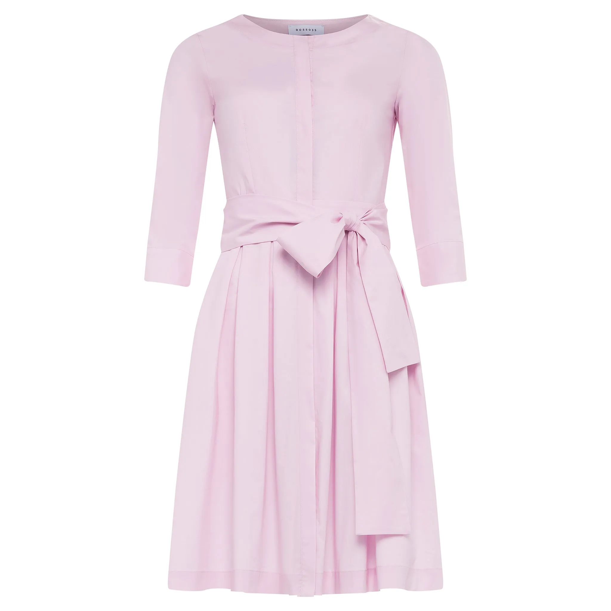 Boat Neck Belted Dress - Petal Pink