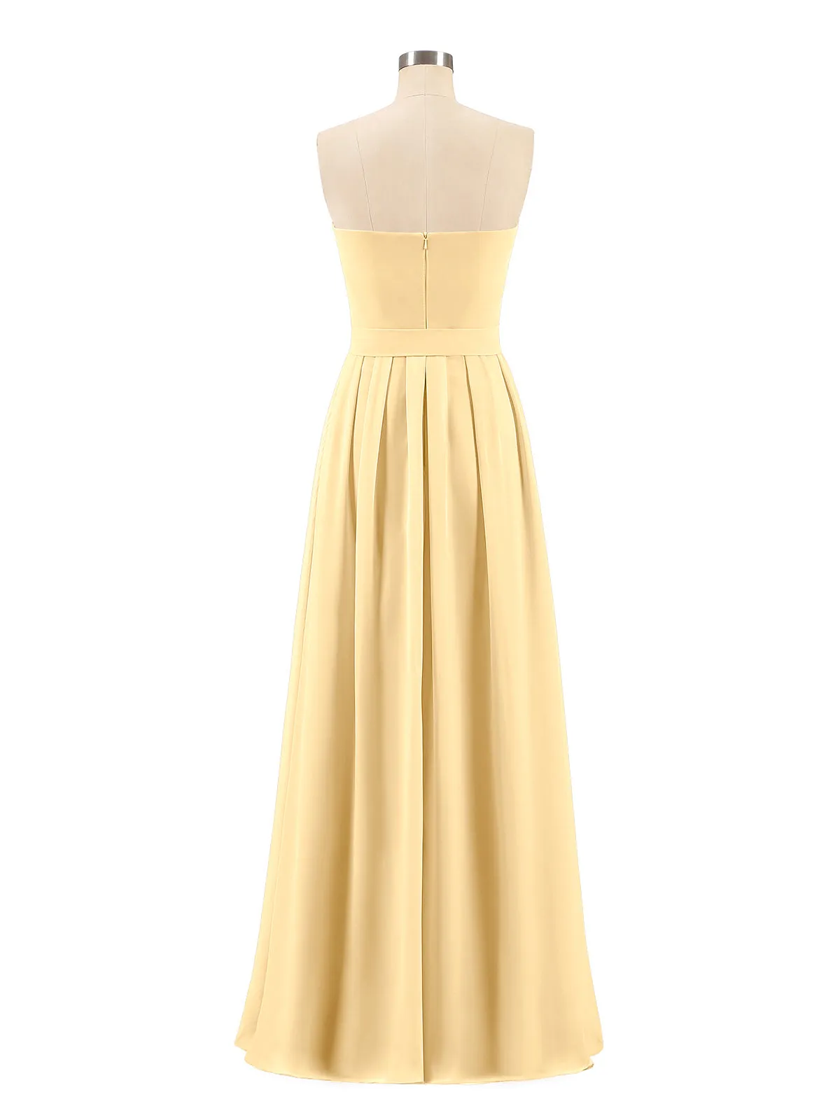 Chiffon Strapless Bridesmaid Gown with Sash-Gold