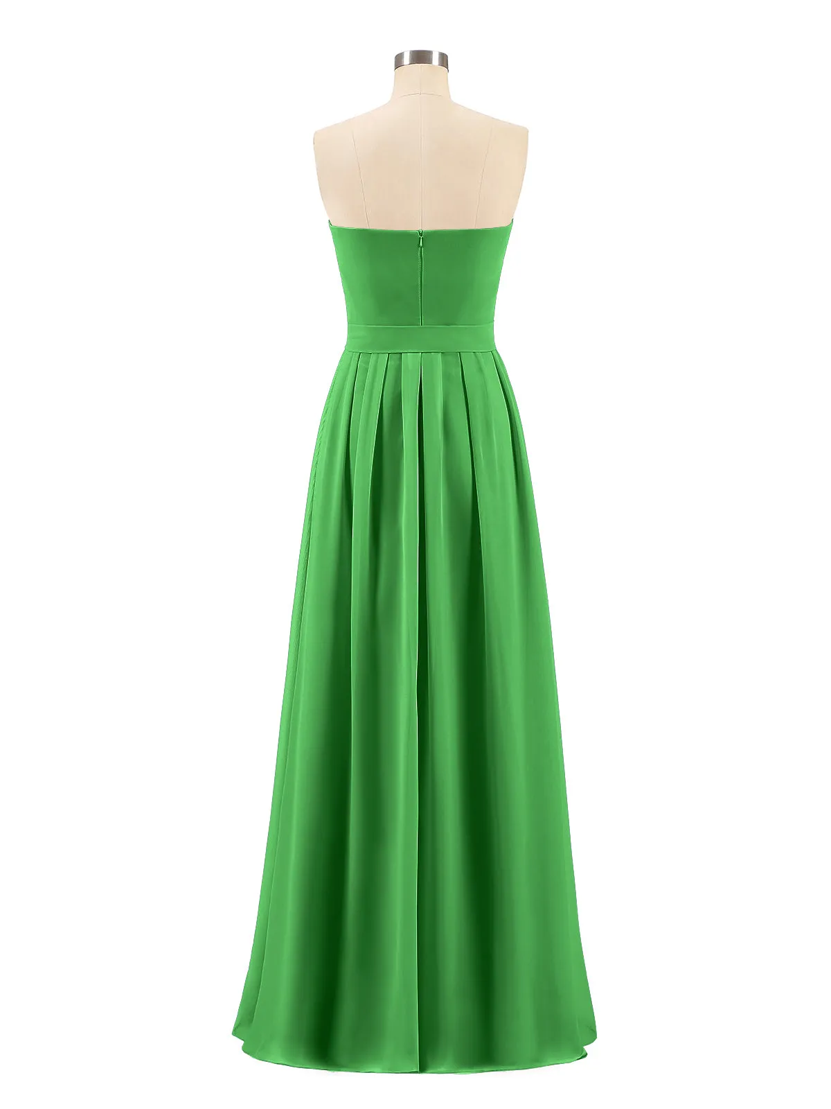 Chiffon Strapless Bridesmaid Gown with Sash-Green Plus Size