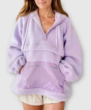 Drawstring Half Zip Long Sleeve Hoodie