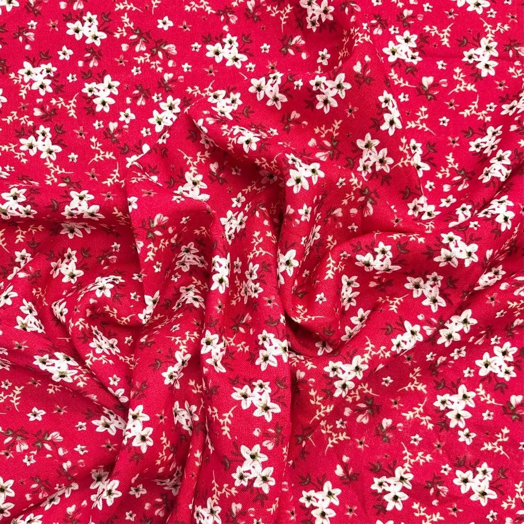 Elegant Floral Viscose Challis Fabric