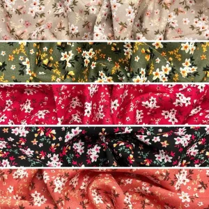 Elegant Floral Viscose Challis Fabric