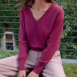 Essential Cashmere V Neck - Plum