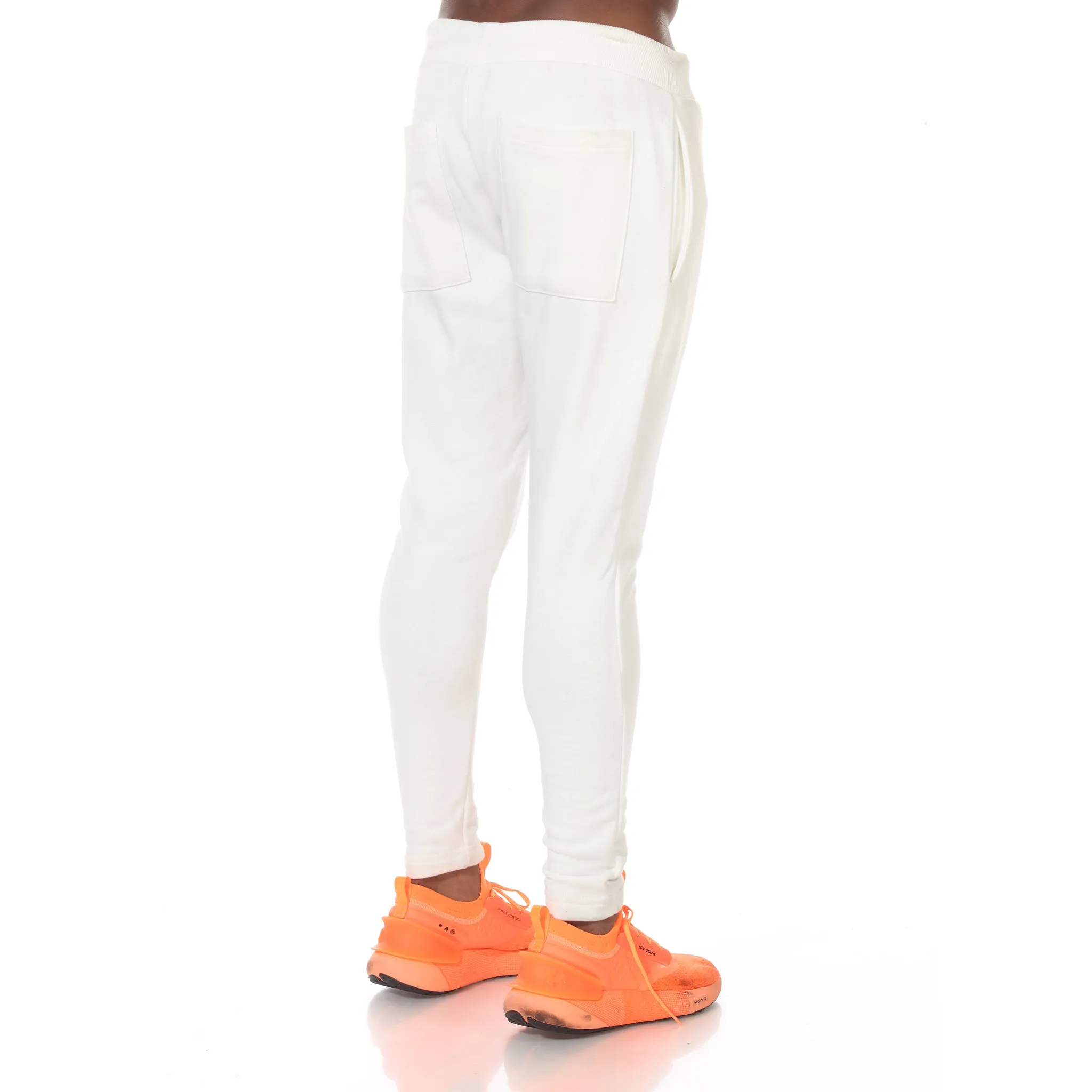 Fashion White Jogger with Zipper on Waist