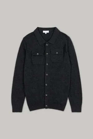 Frith Knitted Button Through Cardigan - Charcoal