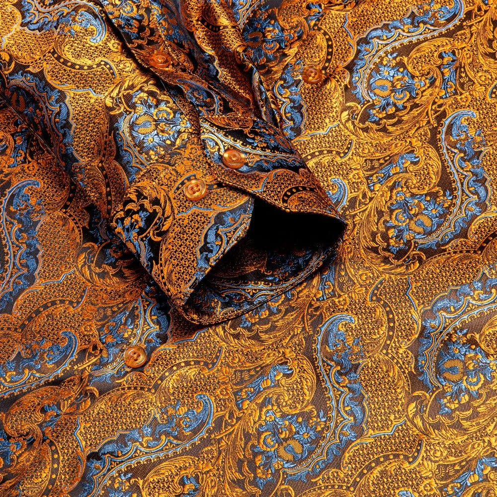 Gold Brown Paisley Shirt