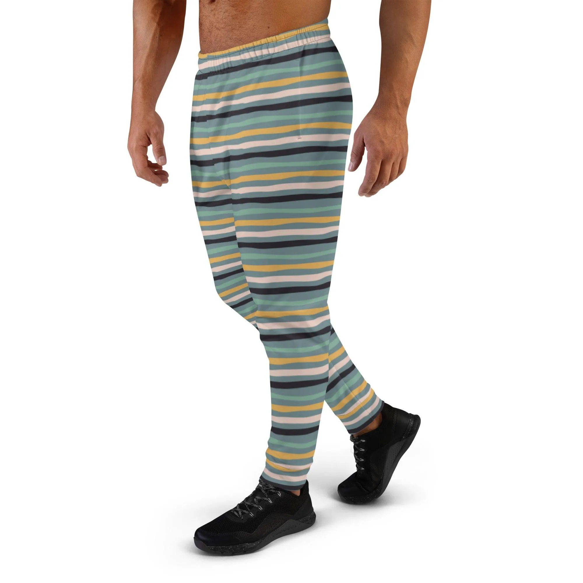 Green Tropical Stripes Men's Street Joggers