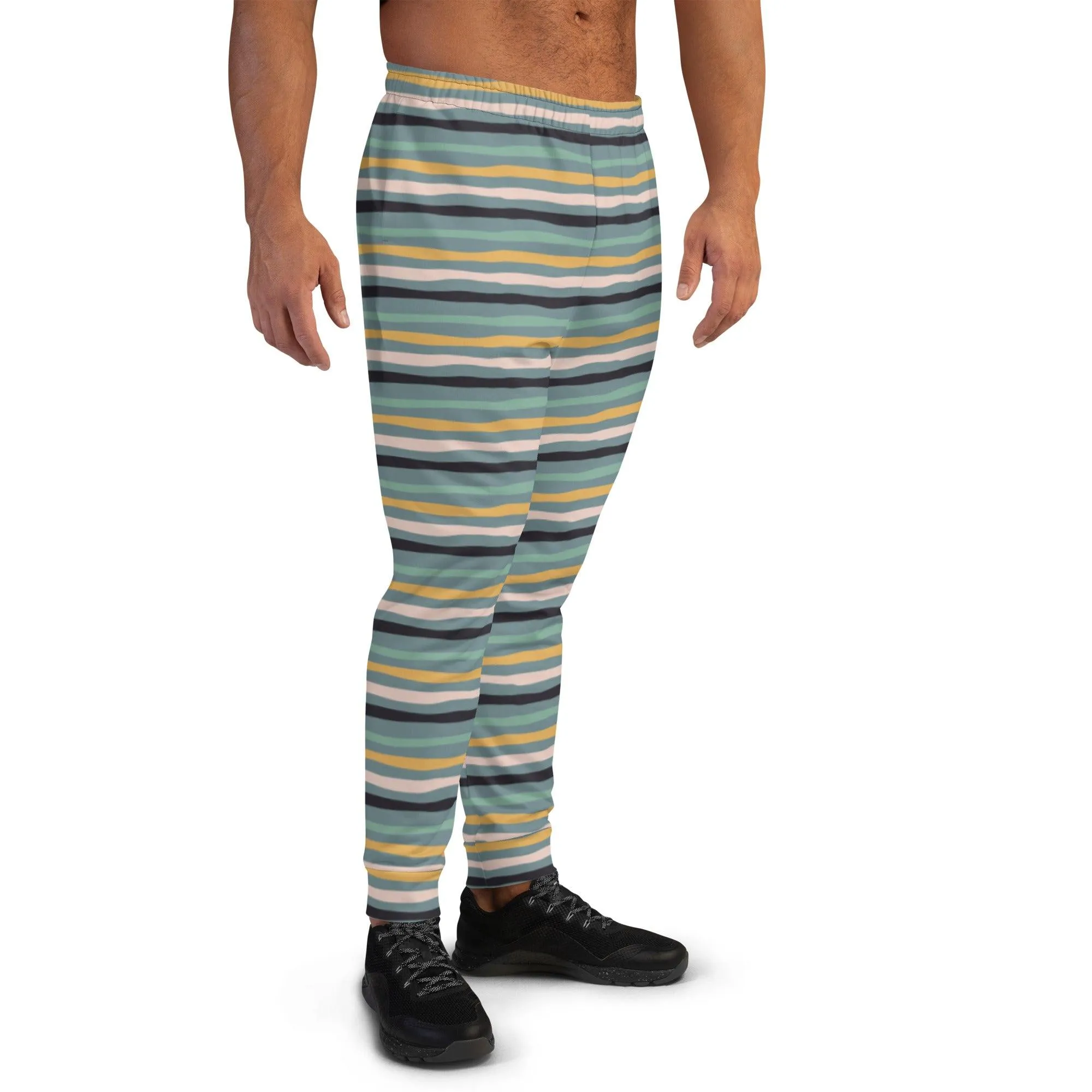 Green Tropical Stripes Men's Street Joggers