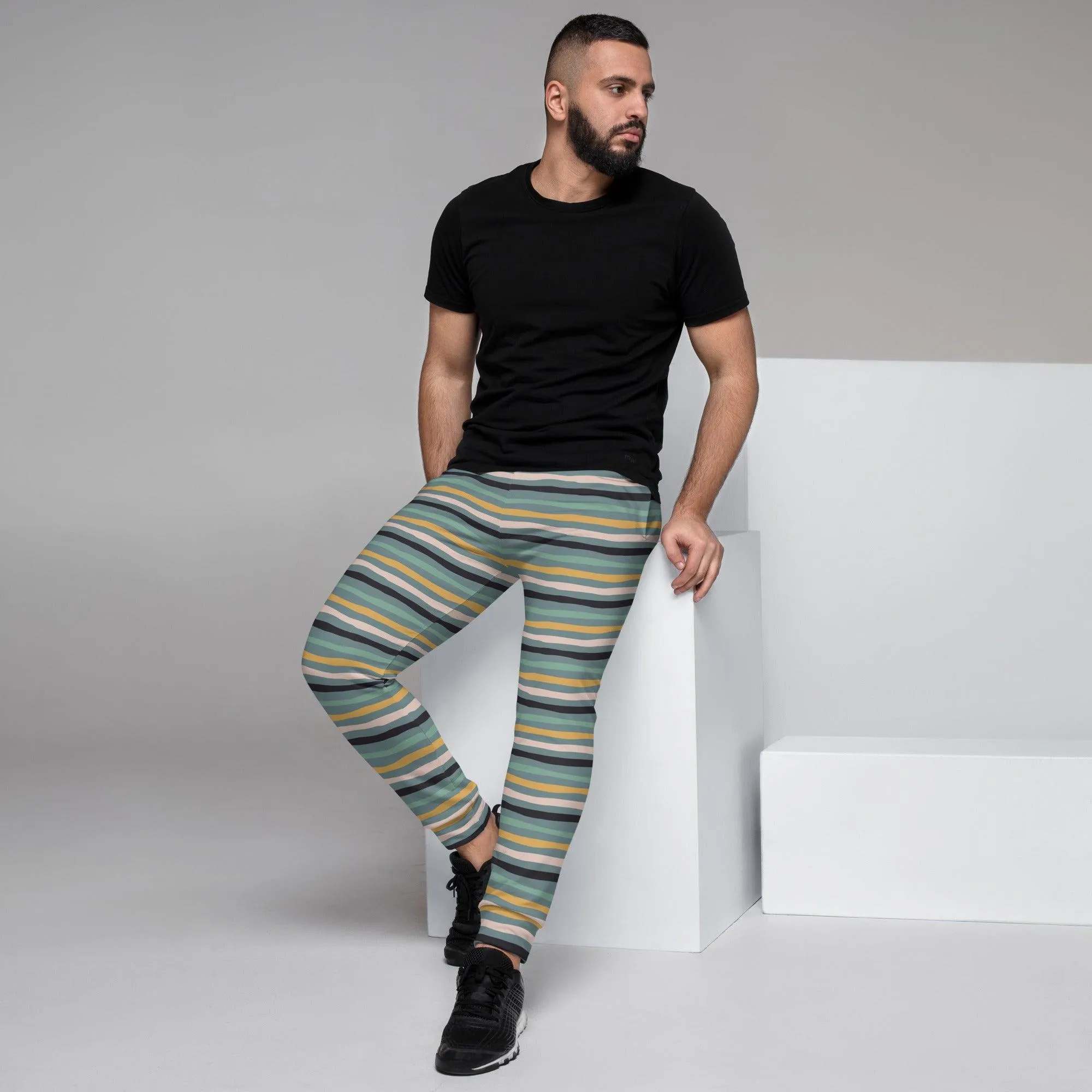 Green Tropical Stripes Men's Street Joggers