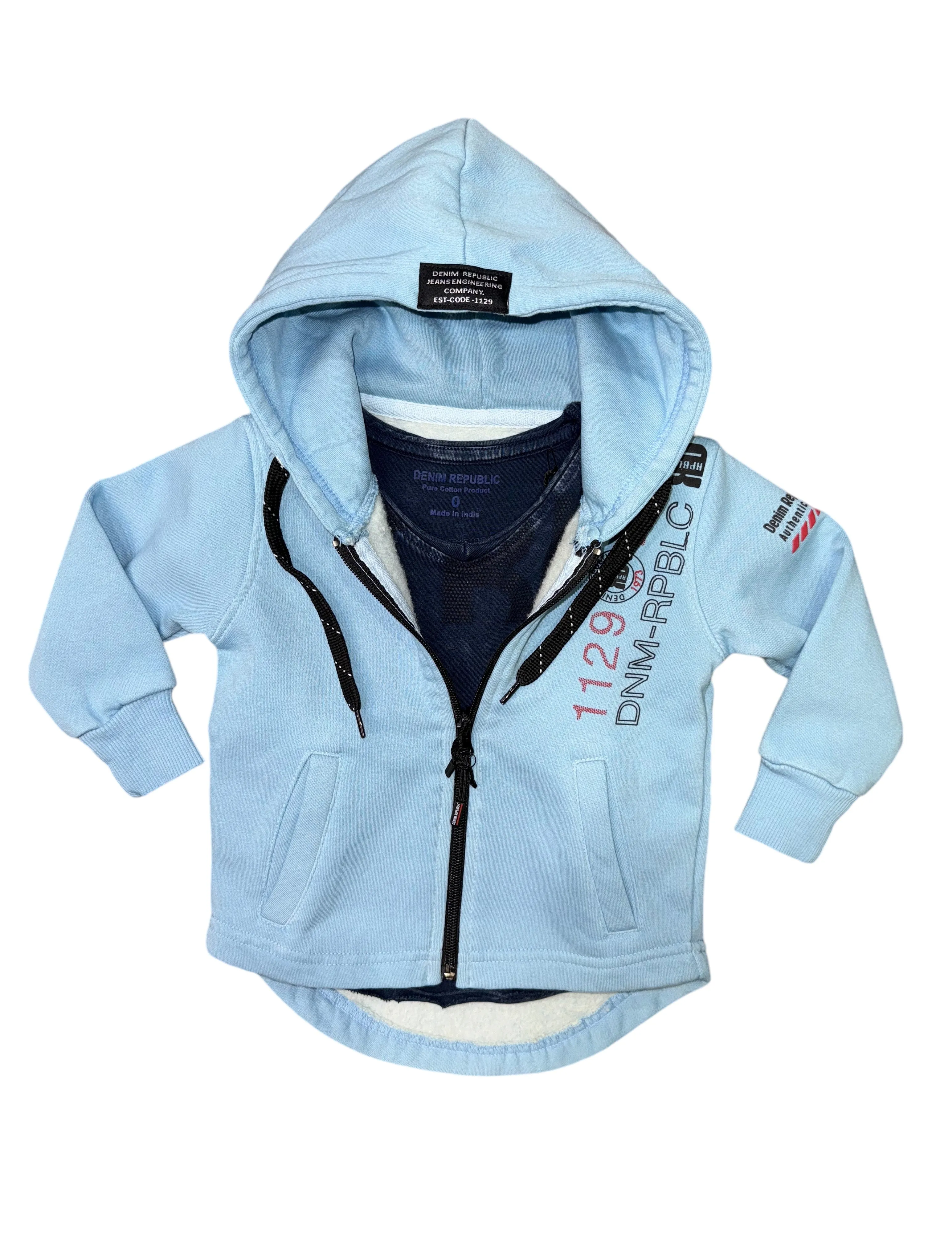 JAY-14 Kids Zip Hoodie Sky