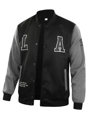 LA Color Block Varsity Jackets Mens Stylish Baseball Coat