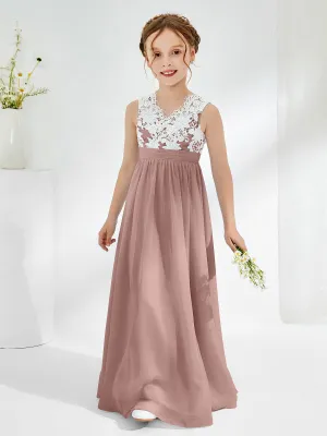 Lace Top Junior Bridesmaid Dresses Vintage Mauve