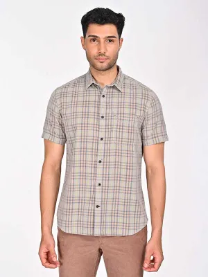 Men Checked Half Sleeve Cotton Shirt