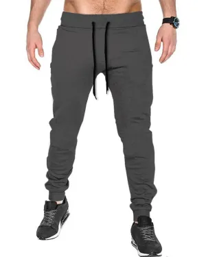 Men Plain Charcoal Black Cuffed Ankles Cotton Jogger TrackPant