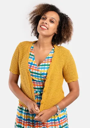 Ochre Scallop Short Sleeve Cardigan