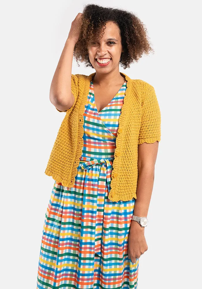 Ochre Scallop Short Sleeve Cardigan