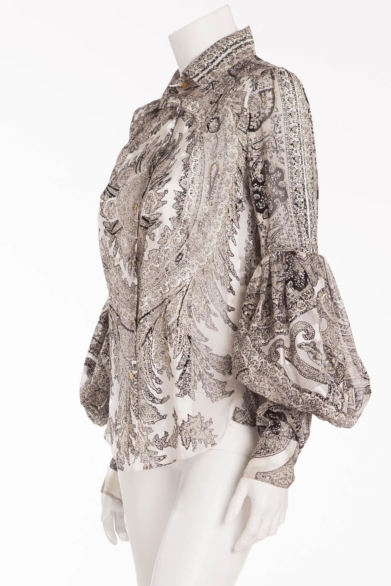 Roberto Cavalli - Black and White Long Sleeve Blouse - IT 42