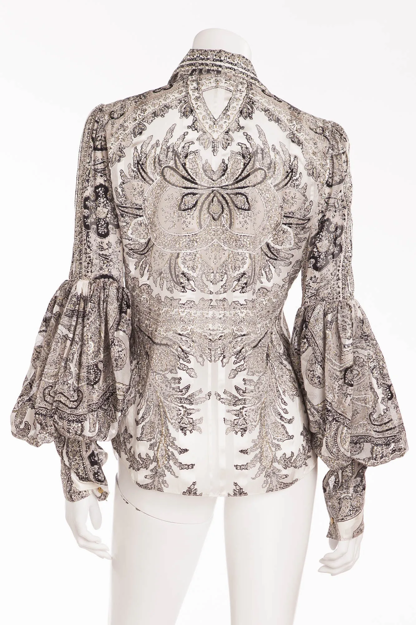 Roberto Cavalli - Black and White Long Sleeve Blouse - IT 42