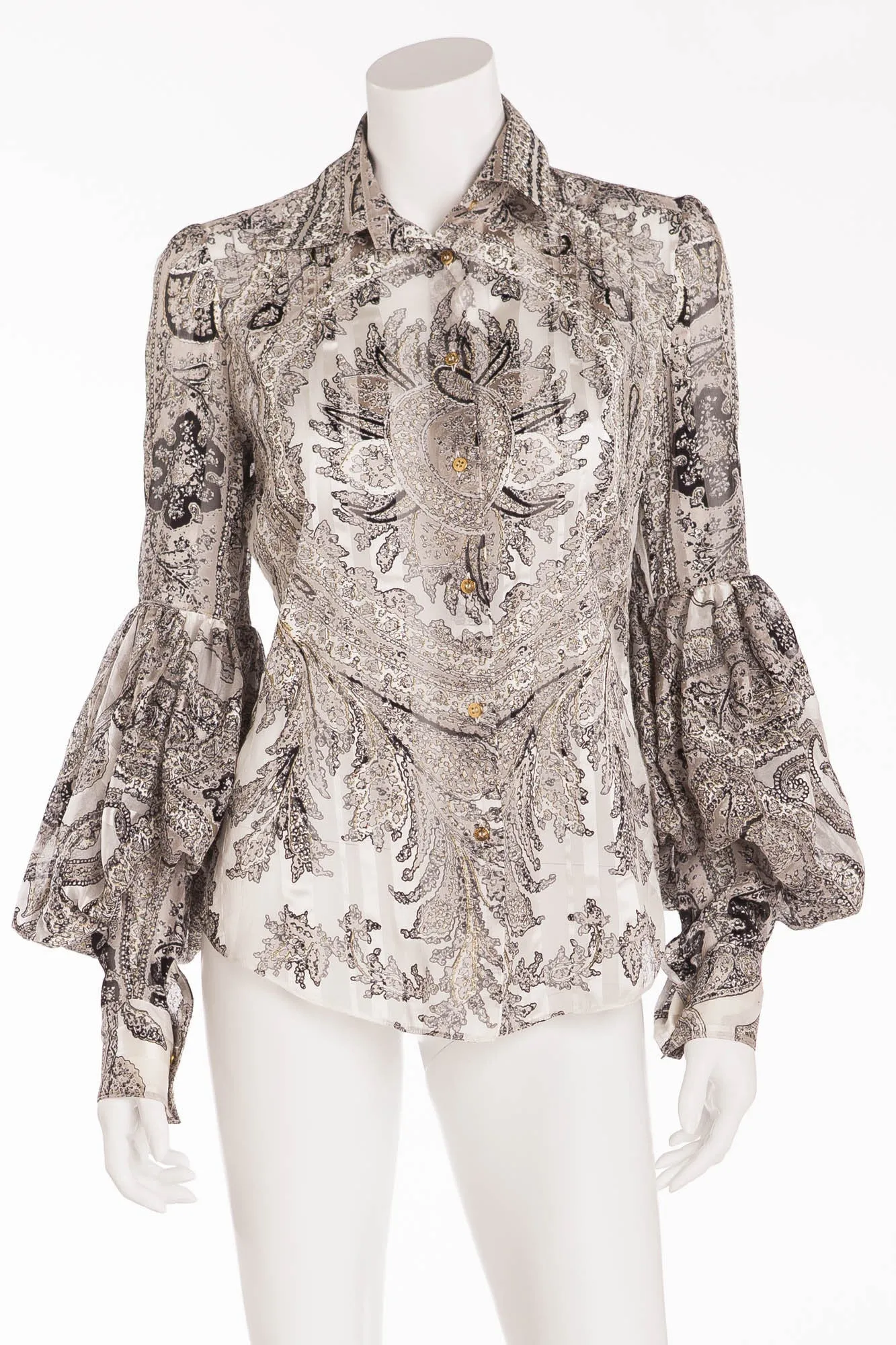 Roberto Cavalli - Black and White Long Sleeve Blouse - IT 42