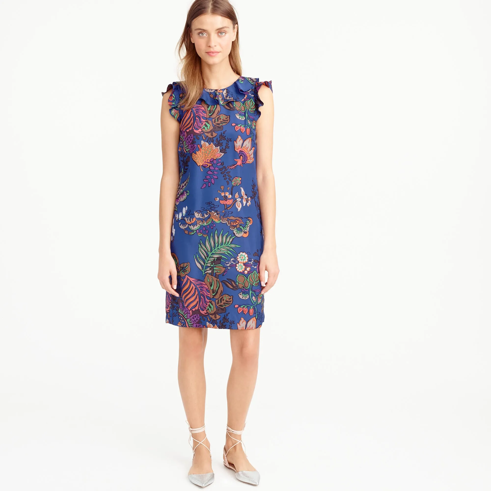 Ruffle dress in tropical floral