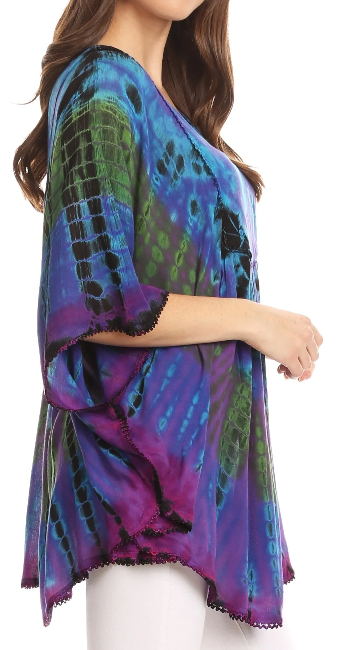 Sakkas Sunia Tie Dye Caftan Sleeve Blouse | Cover Up