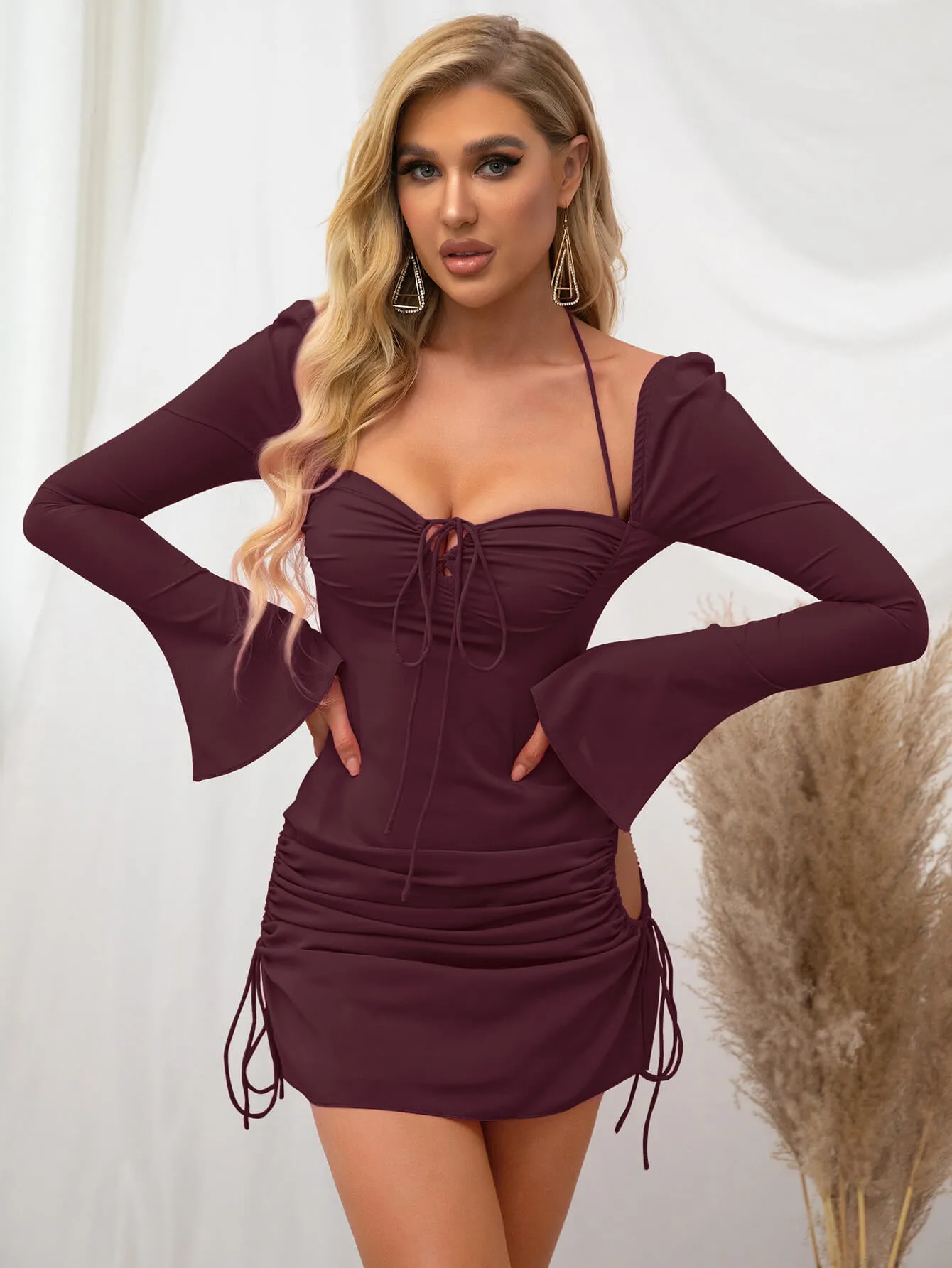 Satin Asymmetrical Graceful Hem Mini Dress