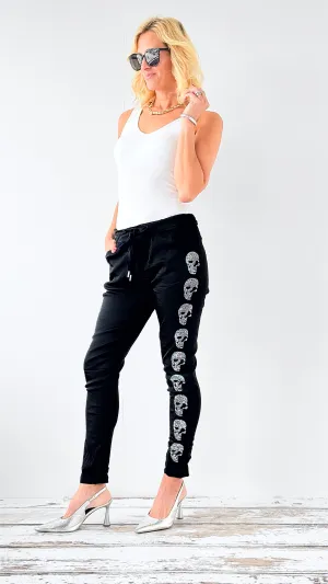 Skull Wish List Italian Joggers- Black