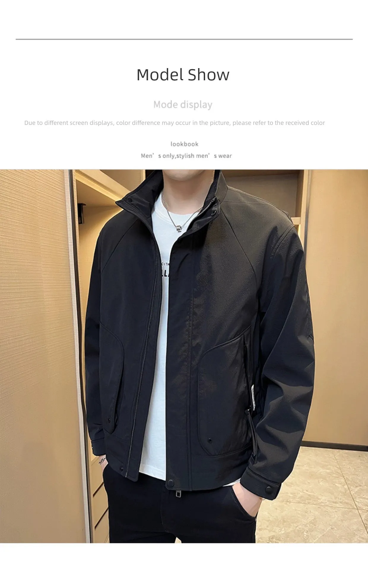 Stand Collar Casual Outerwear Men's Spring 2024 New Trendy Korean Style High Sense Casual All-matching Men's Cargo Jacket