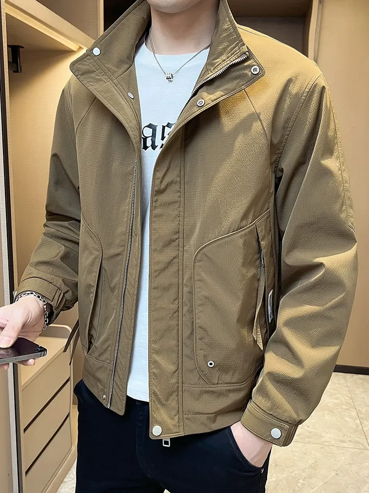 Stand Collar Casual Outerwear Men's Spring 2024 New Trendy Korean Style High Sense Casual All-matching Men's Cargo Jacket