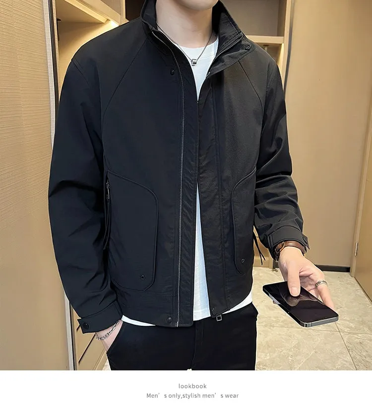 Stand Collar Casual Outerwear Men's Spring 2024 New Trendy Korean Style High Sense Casual All-matching Men's Cargo Jacket