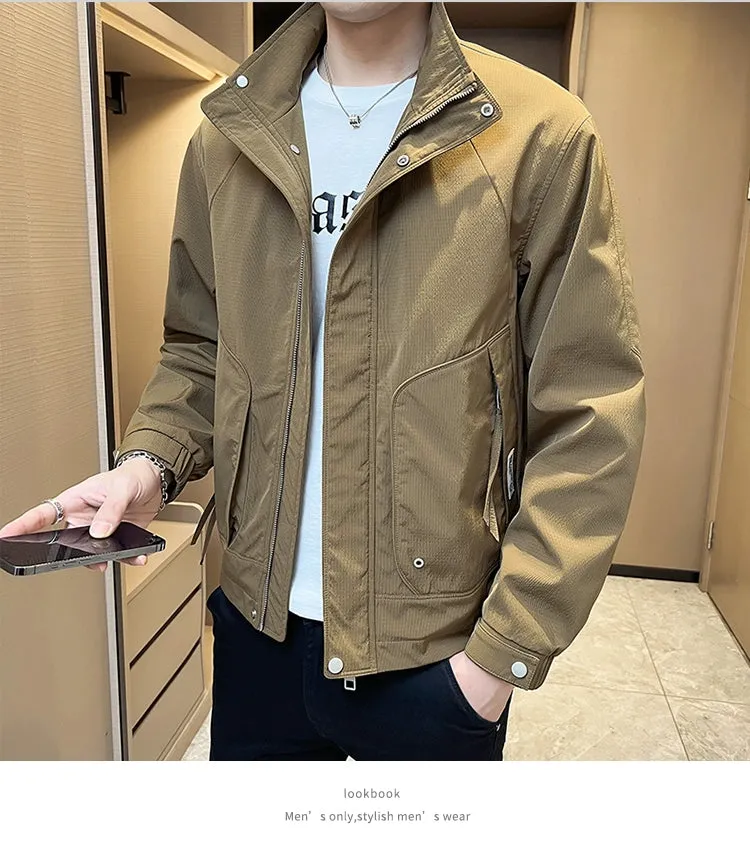 Stand Collar Casual Outerwear Men's Spring 2024 New Trendy Korean Style High Sense Casual All-matching Men's Cargo Jacket