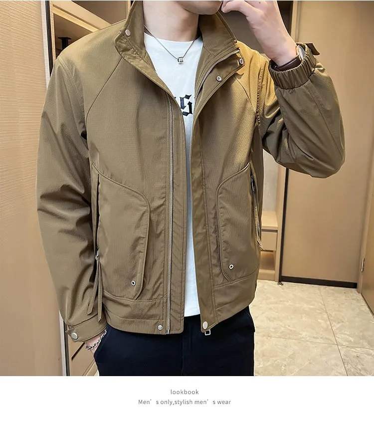 Stand Collar Casual Outerwear Men's Spring 2024 New Trendy Korean Style High Sense Casual All-matching Men's Cargo Jacket