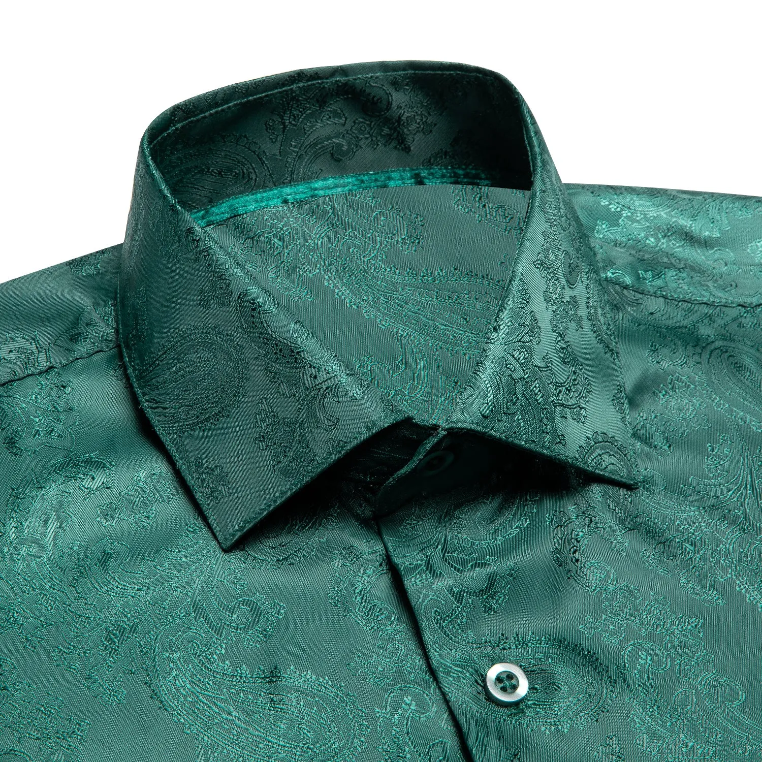 Turquoise Green Paisley Silk Men's Shirt