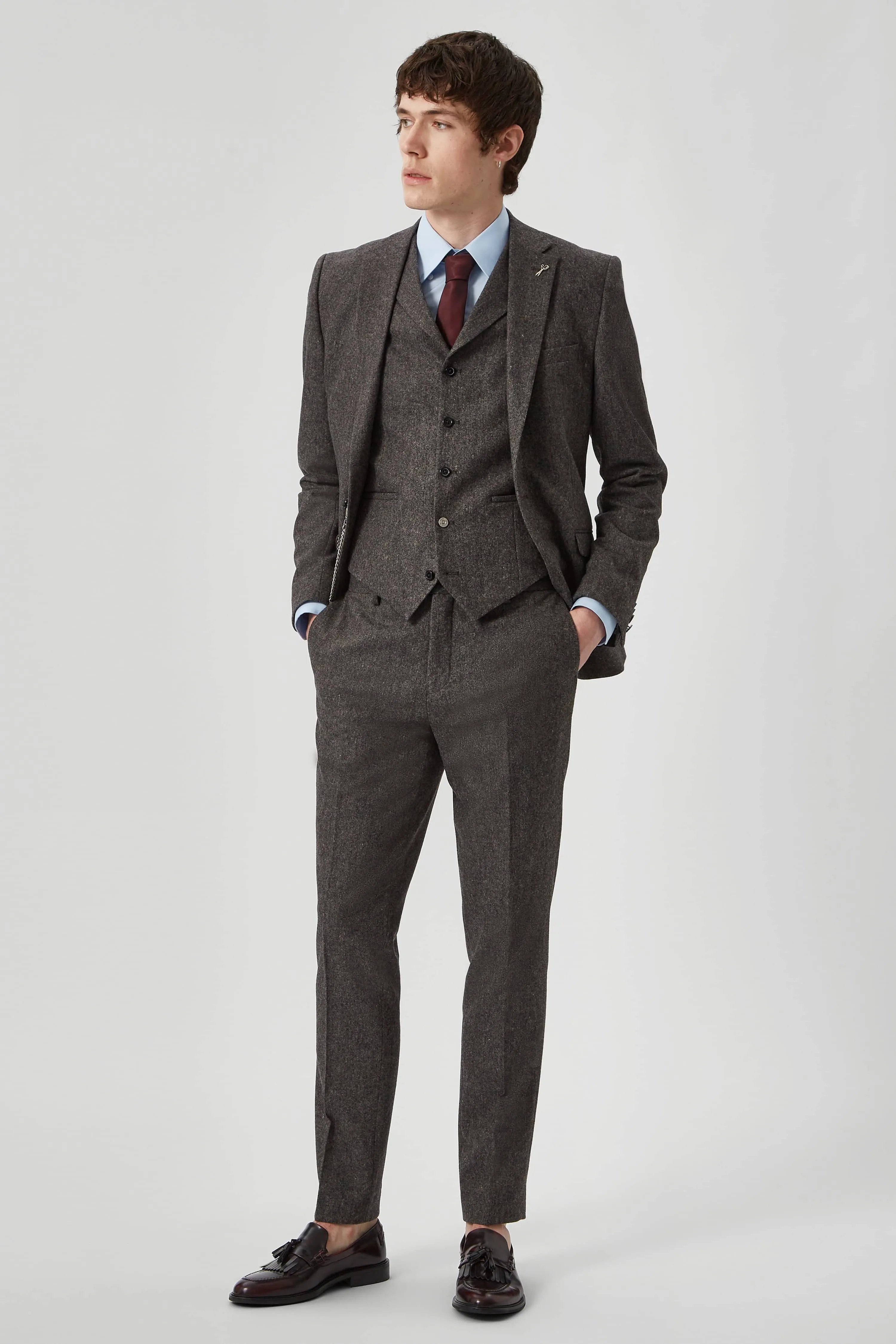 Uptown Slim Fit Brown Wool Waistcoat - ARCHIVE