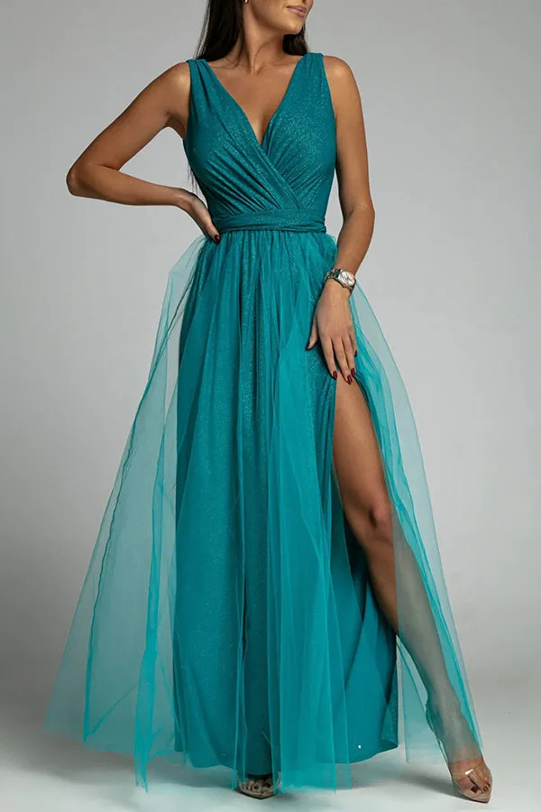 V Neck Graceful Backless Maxi Dress