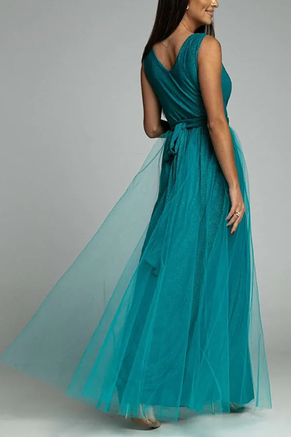 V Neck Graceful Backless Maxi Dress