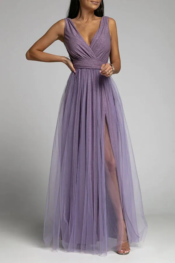 V Neck Graceful Backless Maxi Dress