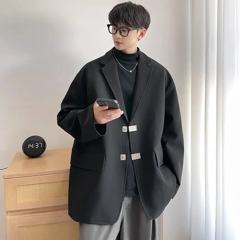 Wiaofellas  -  Oversized High Grade Blazers Men Trendy Leisure Loose Suit Jackets Male Daily Simple Streetwear All-match Korean Suit-tops