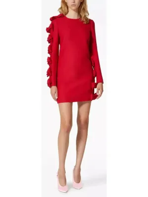 Women’s Crepe Couture Bow-Appliqué Mini Dress in Red