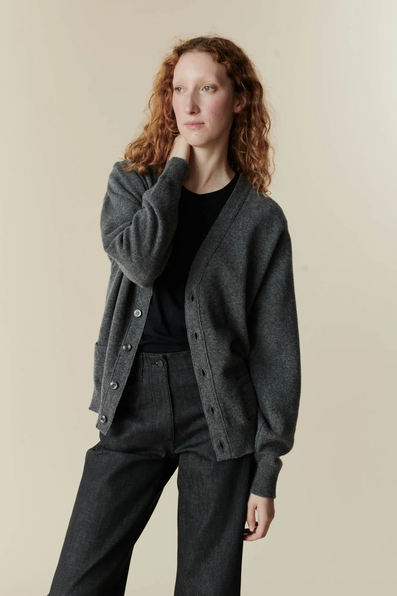 Women's Lambswool Cardigan - Charcoal