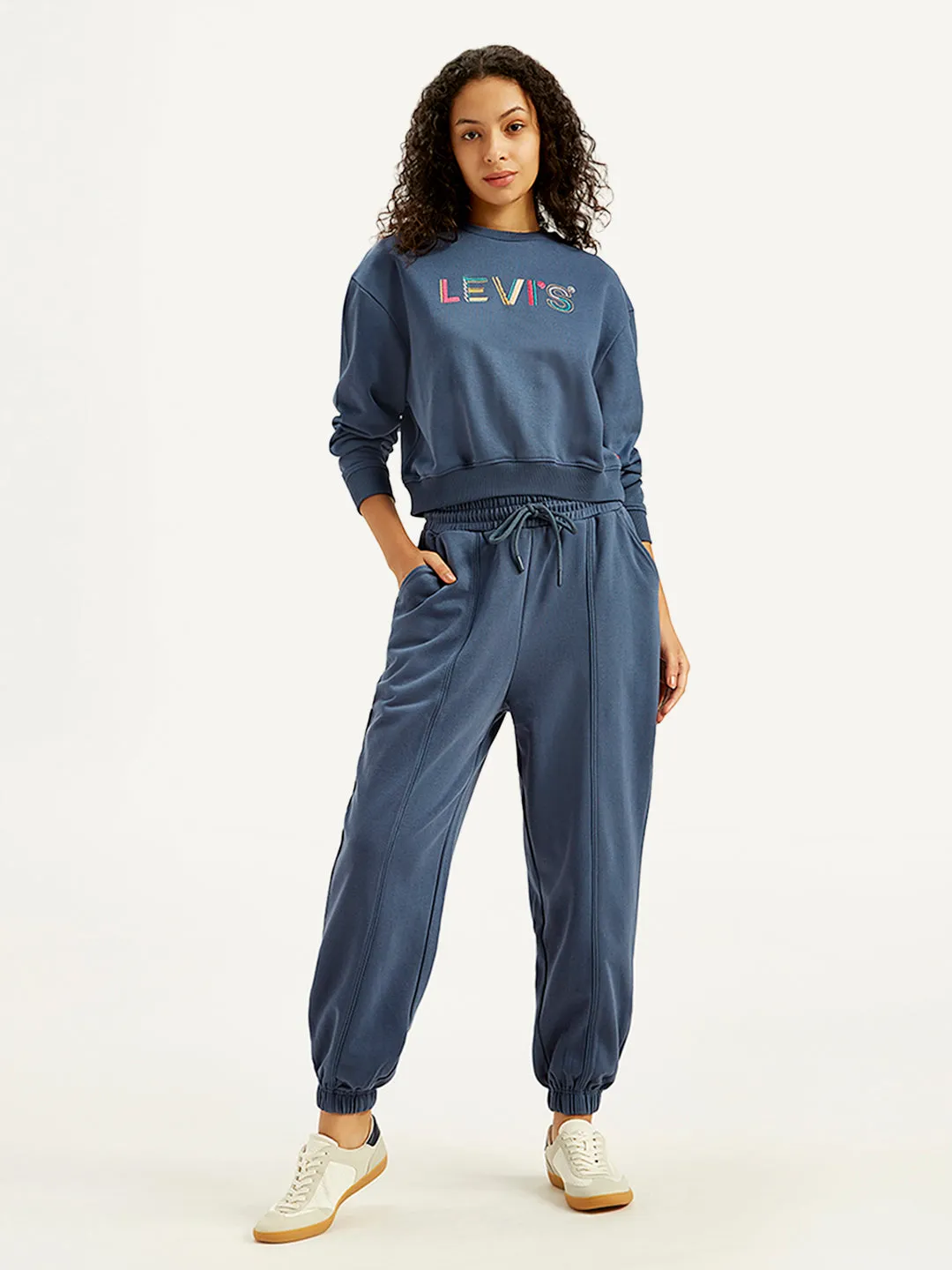 Women's Mid Rise Blue Joggers